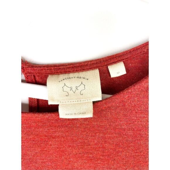 Anthropologie Vanessa Virginia‎ Dayla Tie-Front Tunic Size M Orange Red Rust - Picture 4 of 10